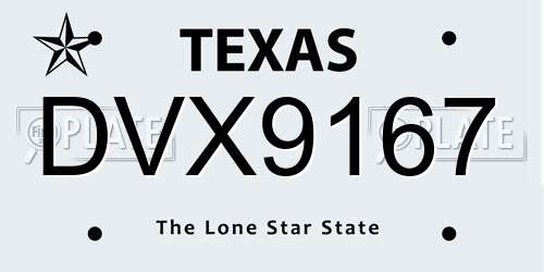 DVX9167 Texas License Plate