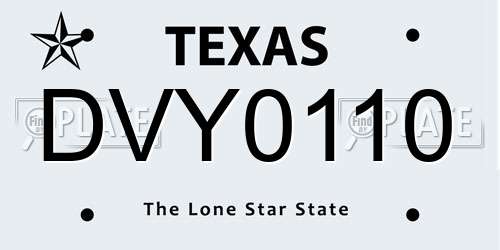 DVY0110 Texas License Plate