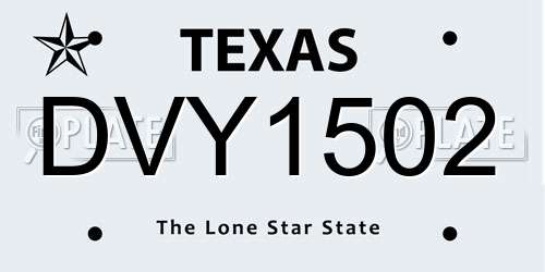 DVY1502 Texas License Plate