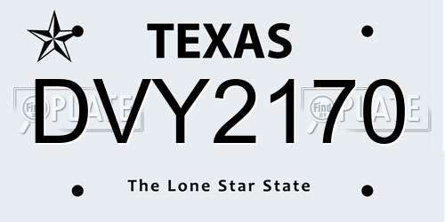 DVY2170 Texas License Plate