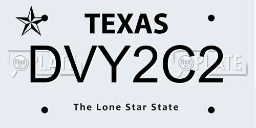 DVY2C2 Texas License Plate
