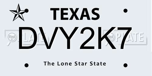 DVY2K7 Texas License Plate