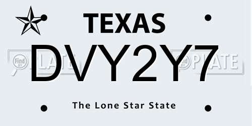 DVY2Y7 Texas License Plate