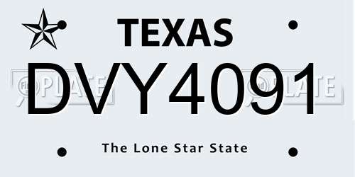DVY4091 Texas License Plate