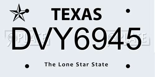 DVY6945 Texas License Plate
