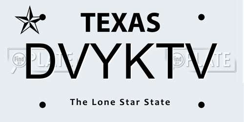 DVYKTV Texas License Plate