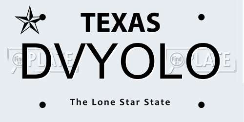 DVYOLO Texas License Plate