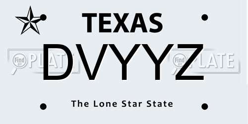 DVYYZ Texas License Plate