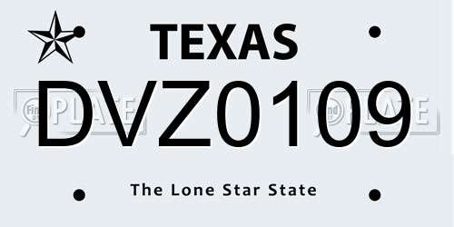 DVZ0109 Texas License Plate