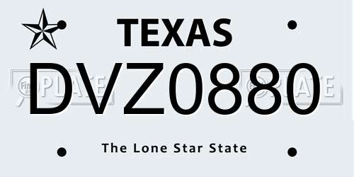DVZ0880 Texas License Plate