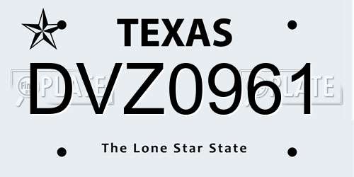 DVZ0961 Texas License Plate