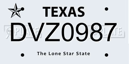 DVZ0987 Texas License Plate