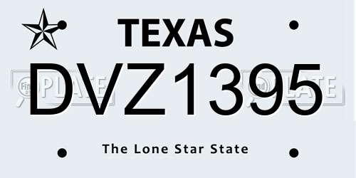 DVZ1395 Texas License Plate