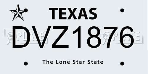DVZ1876 Texas License Plate