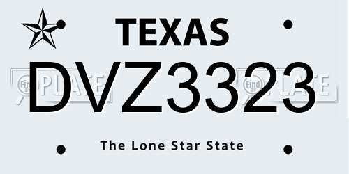 DVZ3323 Texas License Plate