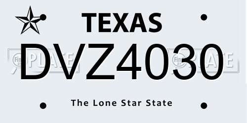 DVZ4030 Texas License Plate