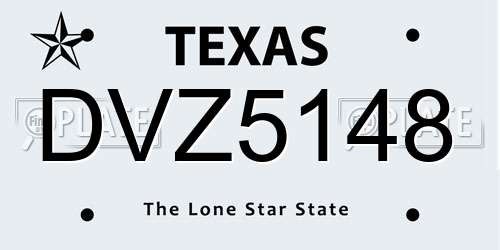 DVZ5148 Texas License Plate