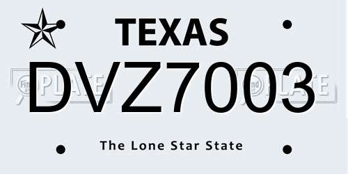 DVZ7003 Texas License Plate