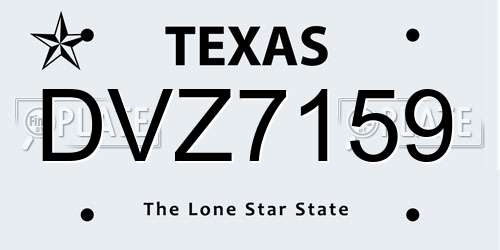 DVZ7159 Texas License Plate