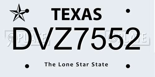 DVZ7552 Texas License Plate