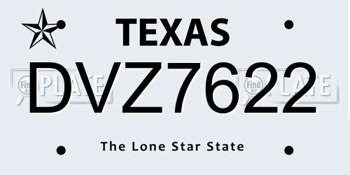 DVZ7622 Texas License Plate