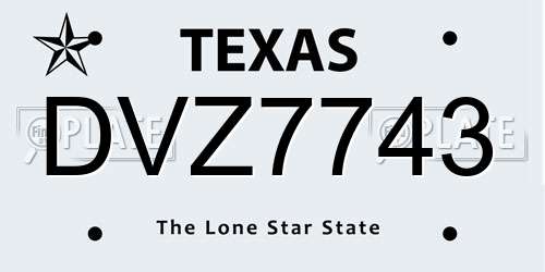 DVZ7743 Texas License Plate