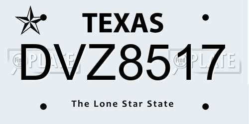DVZ8517 Texas License Plate