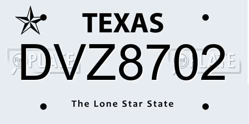 DVZ8702 Texas License Plate