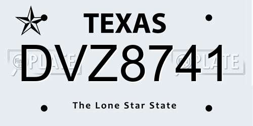 DVZ8741 Texas License Plate