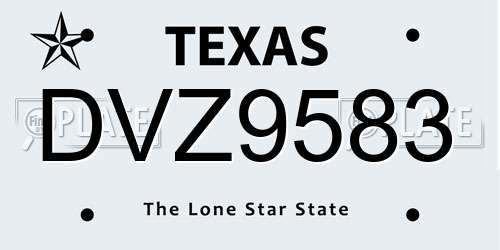DVZ9583 Texas License Plate
