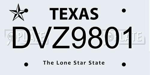 DVZ9801 Texas License Plate
