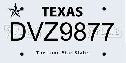 DVZ9877 Texas License Plate