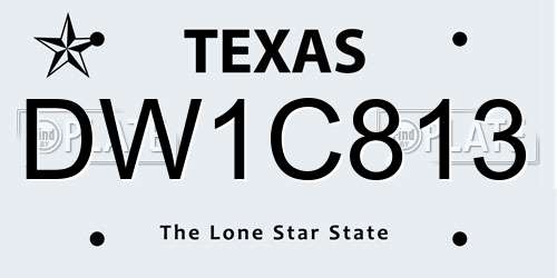 DW1C813 Texas License Plate