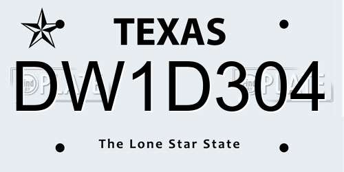 DW1D304 Texas License Plate