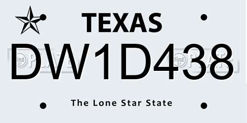 DW1D438 Texas License Plate