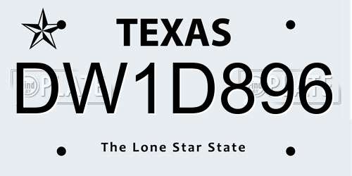 DW1D896 Texas License Plate