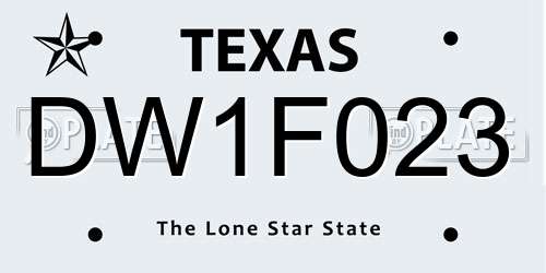 DW1F023 Texas License Plate