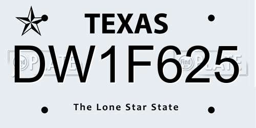 DW1F625 Texas License Plate
