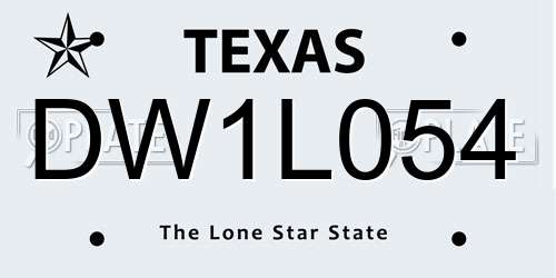 DW1L054 Texas License Plate