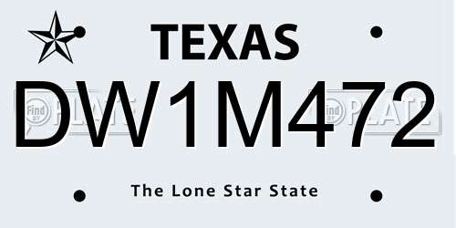 DW1M472 Texas License Plate