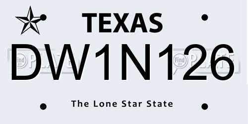 DW1N126 Texas License Plate