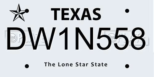 DW1N558 Texas License Plate