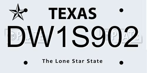 DW1S902 Texas License Plate