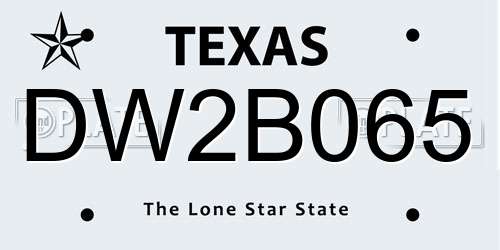 DW2B065 Texas License Plate