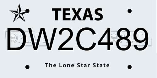 DW2C489 Texas License Plate
