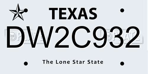 DW2C932 Texas License Plate