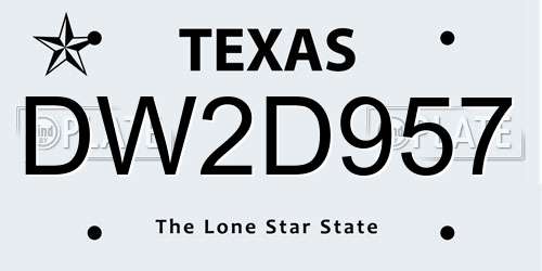 DW2D957 Texas License Plate