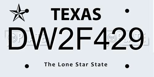 DW2F429 Texas License Plate