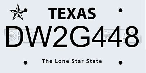 DW2G448 Texas License Plate