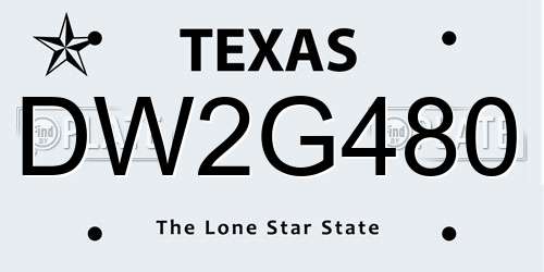 DW2G480 Texas License Plate